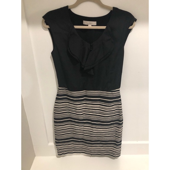 LOFT Dresses & Skirts - LOFT black and white dress with stripes